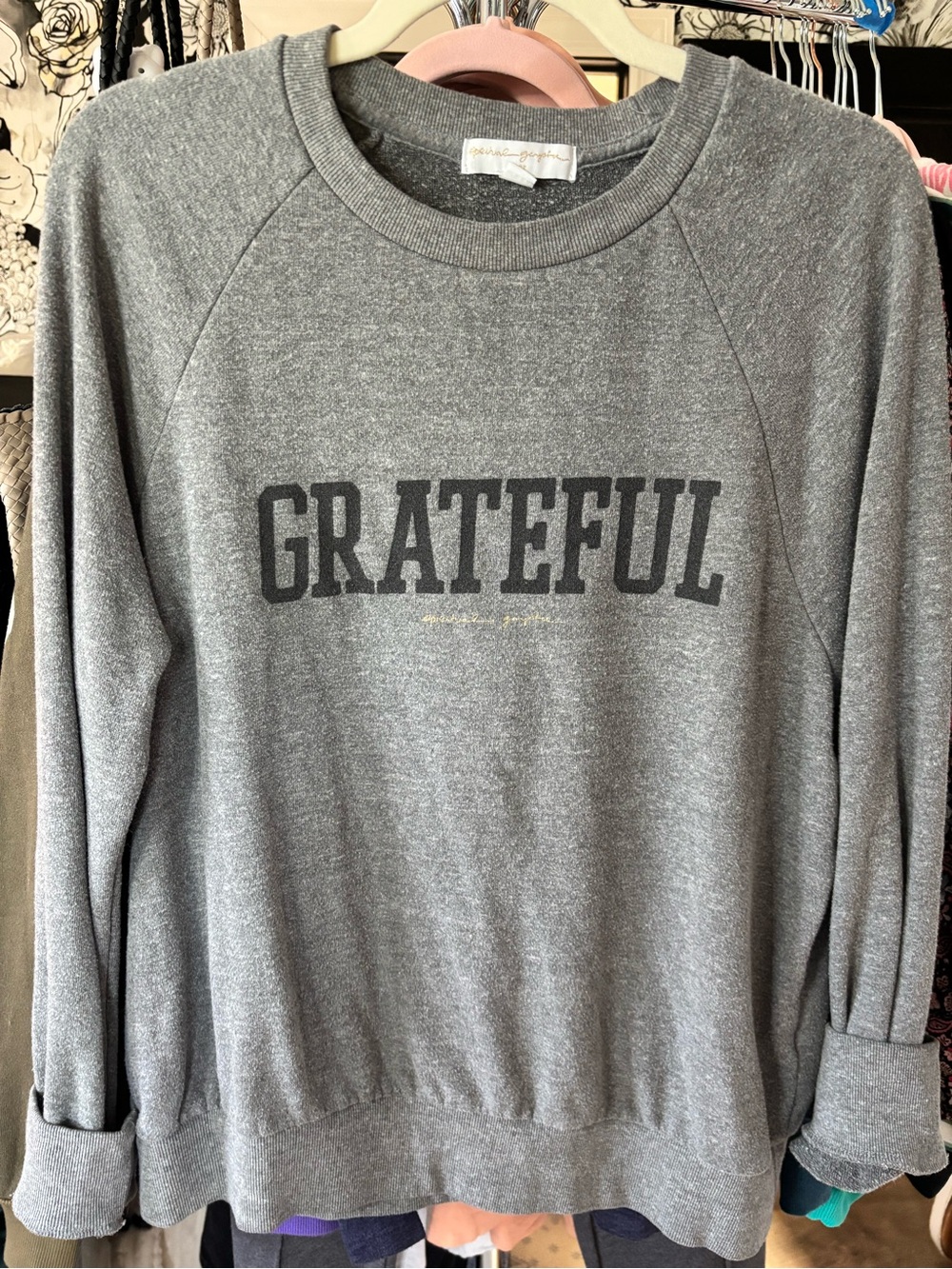 Spiritual Gangster Gray 'GRATEFUL' Crewneck Sweatshirt